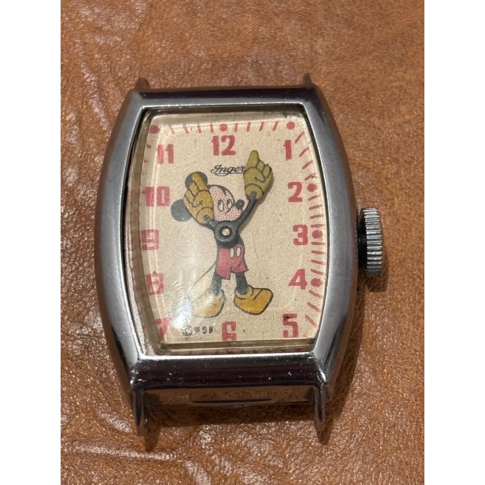 1940's Vintage Ingersoll Mickey Mouse Watch Head US Time 5842 NOT WORKING - Picture 3 of 5